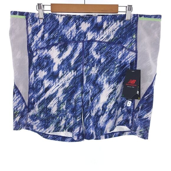 New Balance Womens Printed Impact Fitted Short Blue Size 2XL - Picture 1 of 14